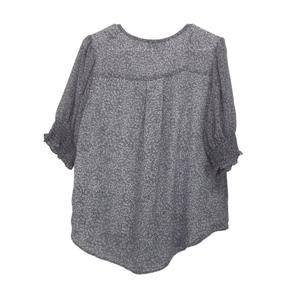 1. State Womens V-Neck Blouse L Light Purple & White Floral Print Polyester - Picture 9 of 10